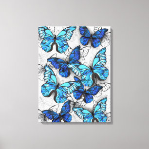 Toile Composition des White and Blue Butterflies