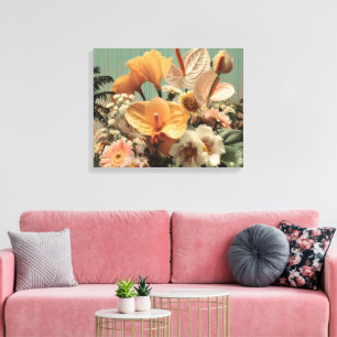 Toile Composition florale d'anthurium et de fleurs tropi