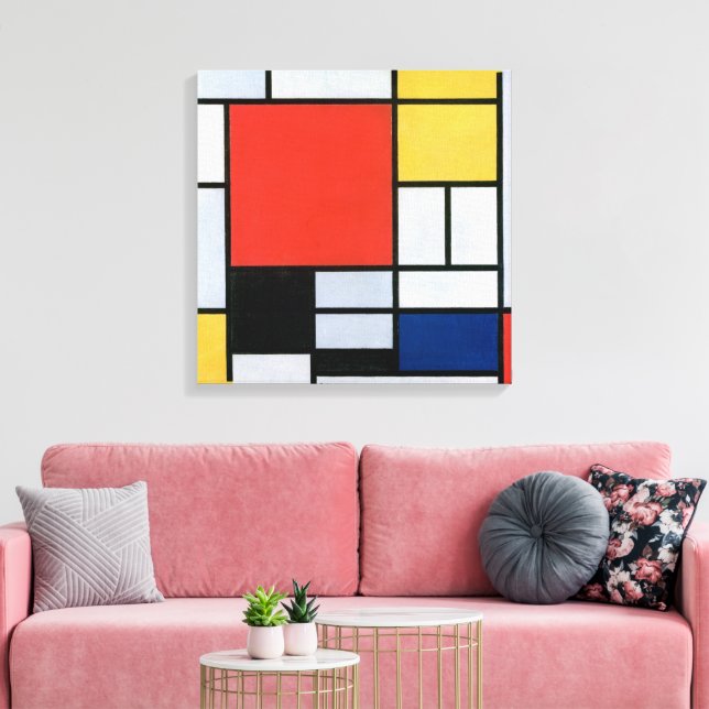 Toile Composition Rouge, Jaune, Bleu, Noir | Mondriaan | (Insitu(Salon))