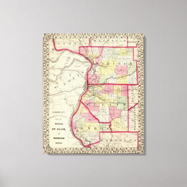 Toile Comtés de Madison, St Clair, Monroe (Recto)