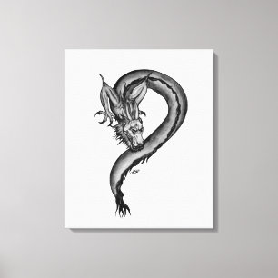 Toile Conception de dragon noir et blanc