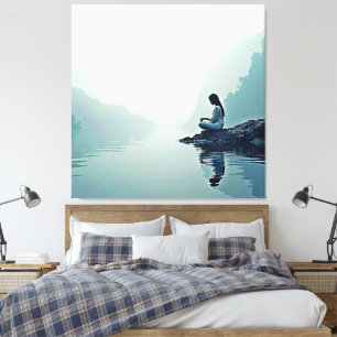 Toile Conception de méditation au bord de l'eau pacifiqu