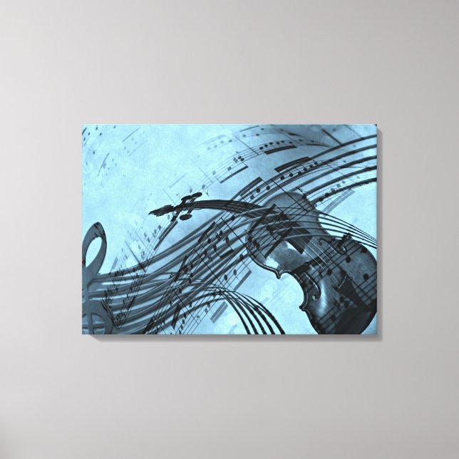 Toile Conception de musique violon en bleu clair (Recto)
