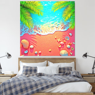 Toile Conception de paradis de plage de sable rose