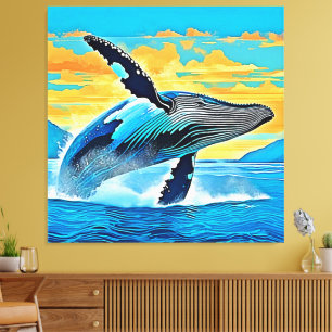Toile Conception de saut de liberté océanique de baleine