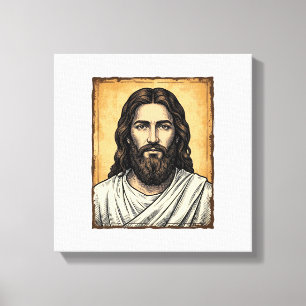 Toile Conception de T-shirt de portrait religieux gravé