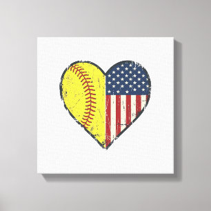 Toile Conception de vecteur vintage de coeur de softball