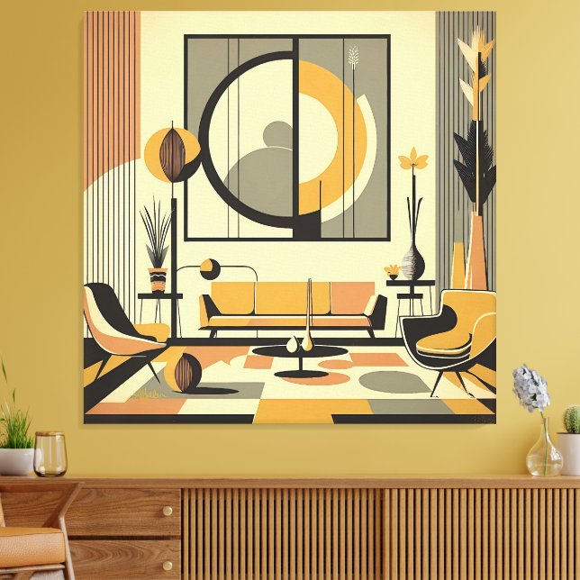 Toile Conception d'intérieur de milieu de siècle Teintes (Insitu(Salon))