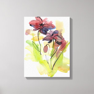 Toile Conception florale d'été avec le résumé peint 