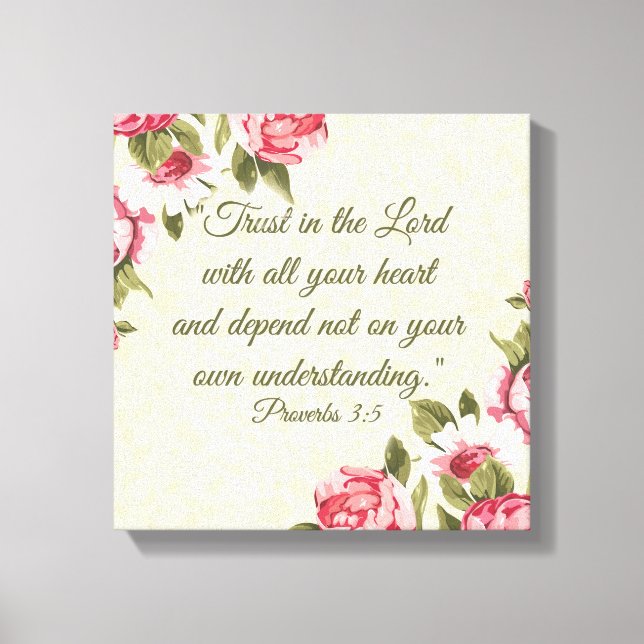 Toile "Confiance dans le Seigneur" Proverbes aux roses r (Recto)