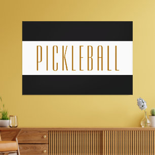 Toile Cool Classé Pickleball Texte Noir Blancs
