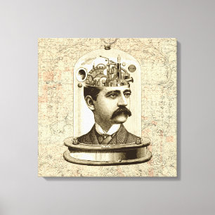 Toile Cool Steampunk Tête art horloge cerveau en jarre
