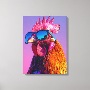Toile coq avec lunettes de soleil