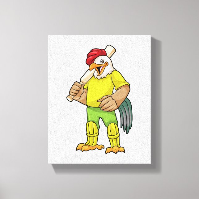 Toile Coq en batteur avec batte de cricket (Recto)