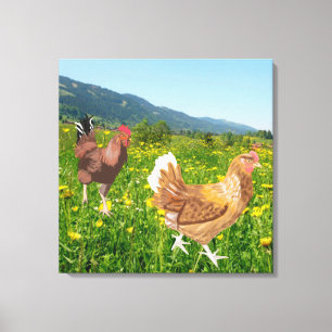 Toile Coq et poulet 2