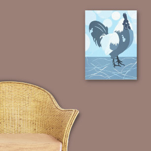 Toile Coq Farm Bird Printemps Turquoise Bleu Cuisine