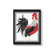 Coq géométrique noir et blanc 11" x 14"