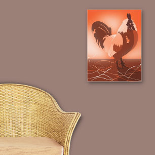 Toile Coq Orange-Coucher de Soleil Ferme de Campagne Ani