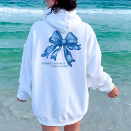 Toile Coquette French Blue Bow Bachelorette Hoodie