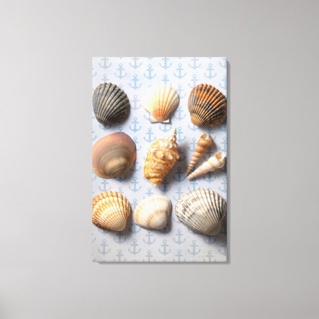 Toile Coquillages Sur Le Fond Ancre (Recto)