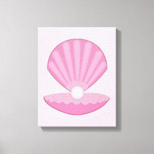 Toile Coquille d'huîtres pour fille rose et perle
