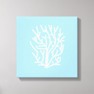 Toile Corail blanc éco océan bleu et blanc