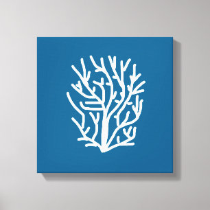 Toile Corail blanc sur la vie aquatique bleue