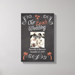 Toile Coral Chalkboard Script Plage Mariage