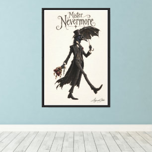 Toile Corbeau avec un parapluie noir
