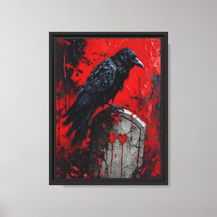 Toile Corbeau sur pierre rouge
