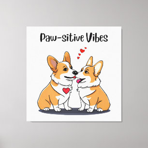 Toile Corgis Vibes en Amour