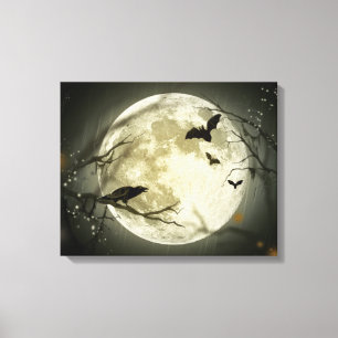 Toile Corneilles Éffrayantes de la Lune d'Halloween