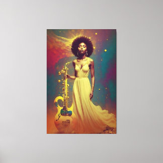 Toile Cosmic Black musician Lady