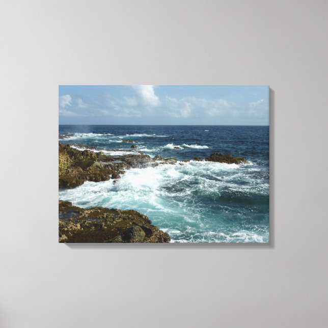 Toile Côte rocheuse d'Aruba et océan bleu (Recto)