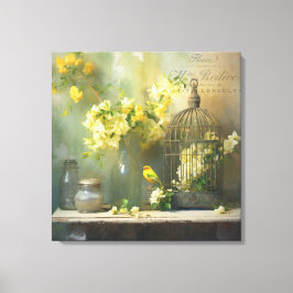 Toile Cottage Français Fleurs Jaunes