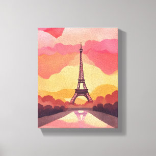 Toile Coucher de soleil à Paris Tour Eiffel France Aqu