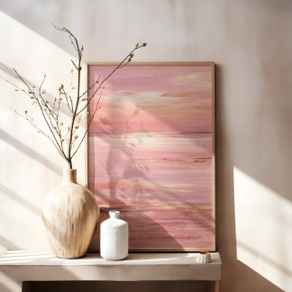 Toile Coucher de soleil abstrait rose côtier