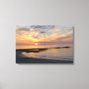 Toile Coucher de soleil coloré magnifique sur une plage 