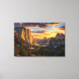 Toile Coucher de soleil dans la vallée dorée de Yosemite