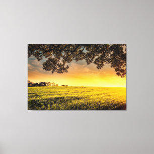 Toile Coucher de soleil dans un paysage rural