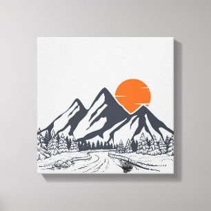 Toile Coucher de soleil de montagne paisible