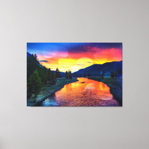 Toile Coucher de soleil de réflexion de la rivière Yello