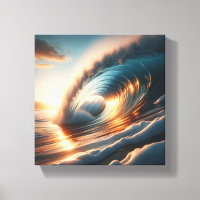 Coucher de soleil doré majestueux - Vague en tonne