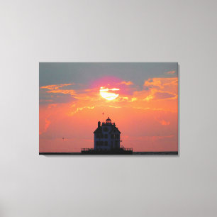Toile Coucher de soleil du phare d'été