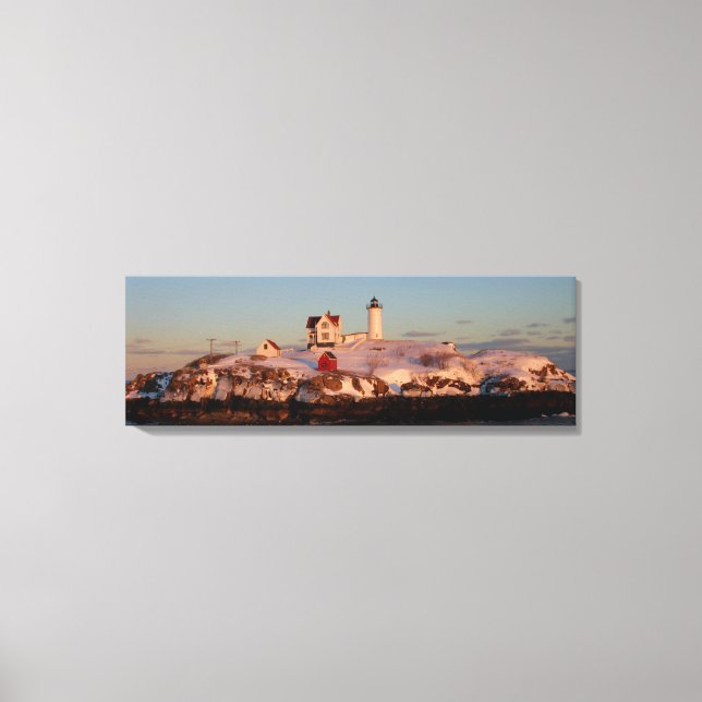 Toile Coucher de soleil en hiver à Nubble Light (Recto)