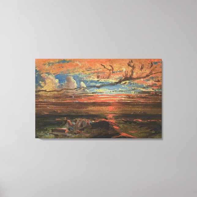 Toile Coucher de soleil en mer après une tempête (huile  (Recto)