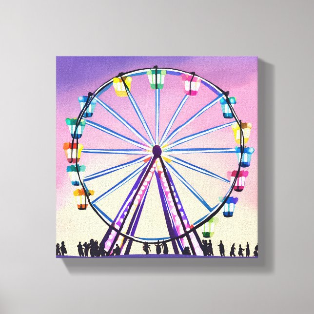 Toile Coucher de soleil Ferris Wheel | Belle aquarelle (Recto)