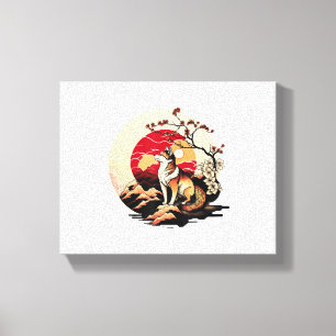 Toile Coucher de soleil japonais Shiba Inu Dog Ukiyo e S