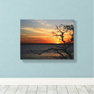Toile Coucher de soleil magnifique sur la rivière