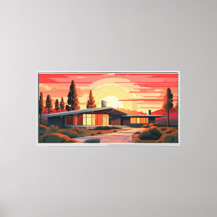 Toile Coucher de soleil moderne du milieu du siècle